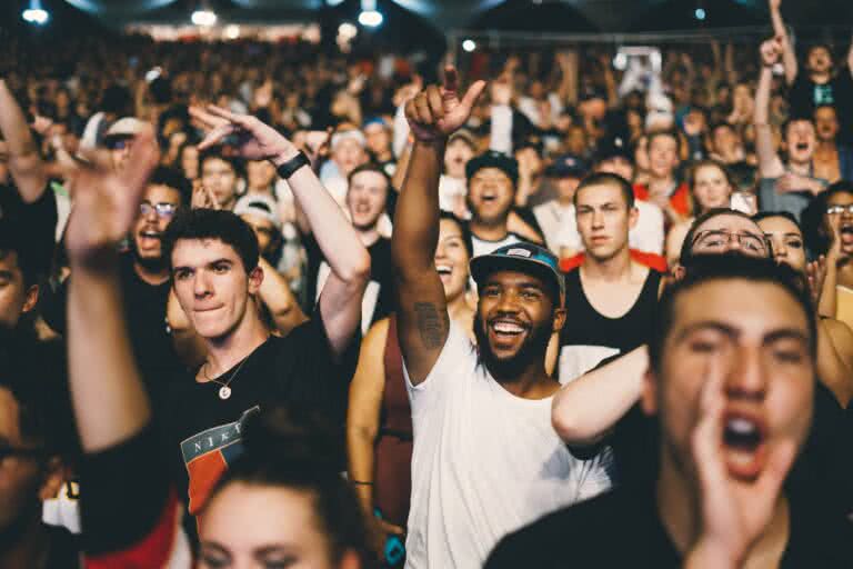 A crowd of people at a concert.
